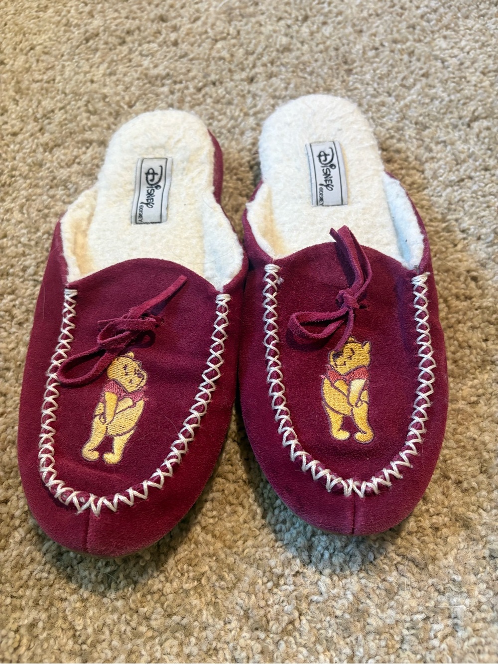 Disney Winnie the Pooh Burgundy Slip-On Slippers